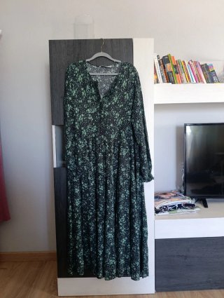 Vestido estampado verde y negro