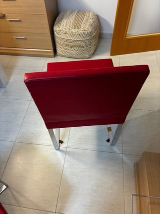 Set 4 Sillas Polipiel Rojas Patas Acero