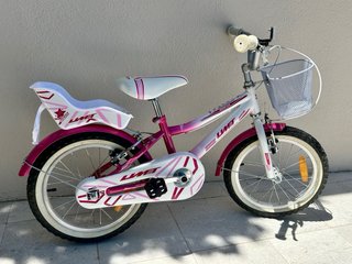 Bicicleta niña 16 pulgadas, rosa y blanca