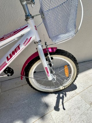 Bicicleta niña 16 pulgadas, rosa y blanca
