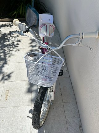 Bicicleta niña 16 pulgadas, rosa y blanca