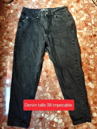 Pantalones vaqueros grises y negros talla 38