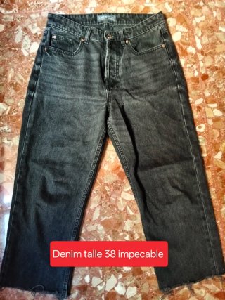 Pantalones vaqueros grises y negros talla 38