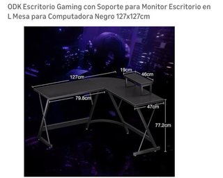 Escritorio Gaming Negro con Soporte Monitor