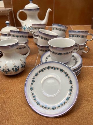 Juego de café porcelana azul y blanco