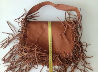 Bolso de piel Zara flecos marrón