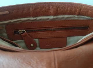 Bolso de piel Zara flecos marrón
