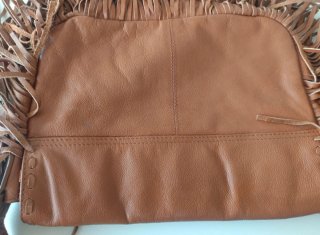 Bolso de piel Zara flecos marrón