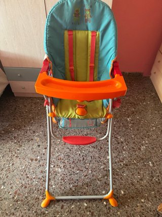 Trona de bebé azul y naranja