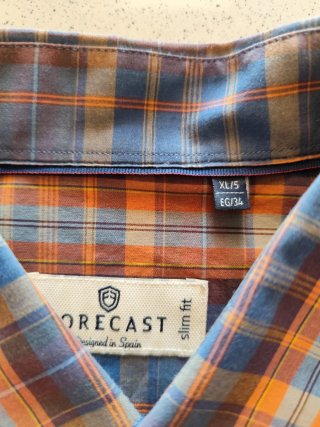 Camisa Forecast Talla XL Cuadros Azul Naranja