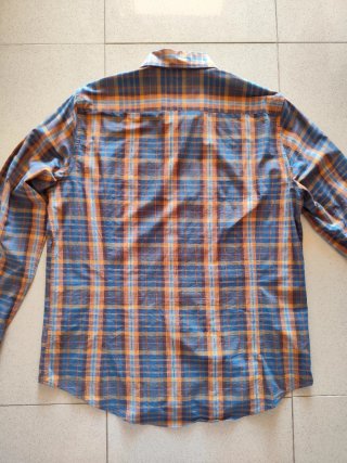 Camisa Forecast Talla XL Cuadros Azul Naranja