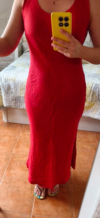 Vestido rojo corte sirena talla única