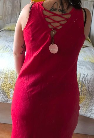 Vestido rojo corte sirena talla única