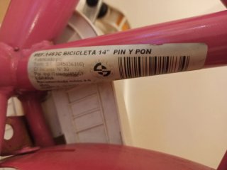 Bici infantil de 14 pulgadas rosa
