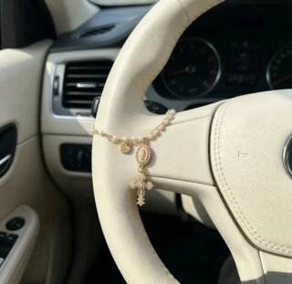 Pulsera Rosario Perlas Corazón Cruz Virgen