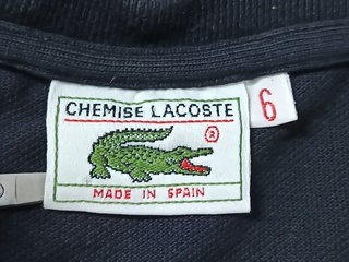 Vintage 80's. Camiseta Polo Lacoste Negra Talla L