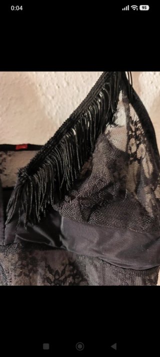 Conjunto encaje negro semitransparente talla 38