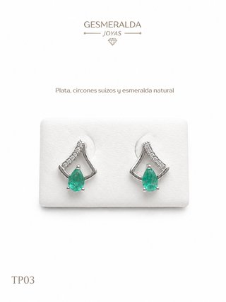Pendientes Plata con Esmeralda Natural