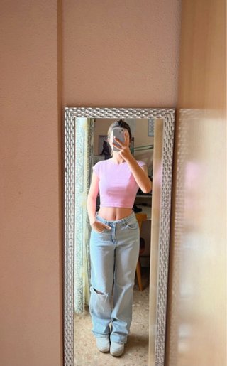 Camiseta manga corta rosa pastel