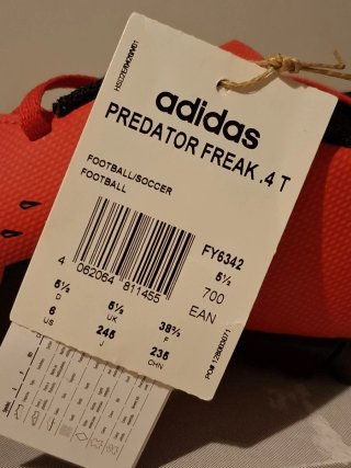 Botas Fútbol Adidas Predator T.38 2/3 Rojo/Naranja