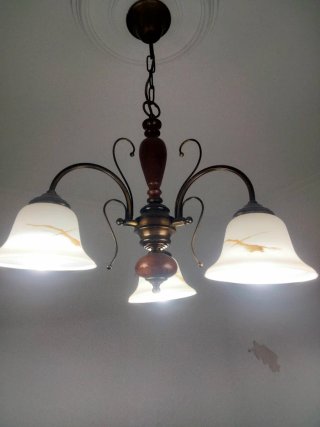 Lámpara de techo madera y cristal