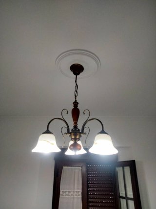Lámpara de techo madera y cristal
