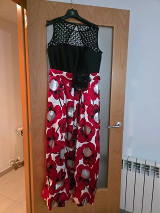 Vestido elegante negro y rojo