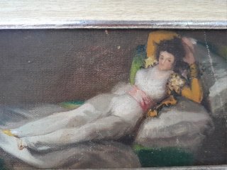 Miniatura óleo mujer reclinada