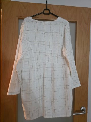 Vestido Tweed Blanco y Dorado