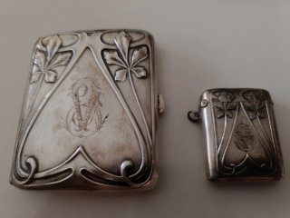 Pitillera de plata 800 con cerillero.+ Regalo