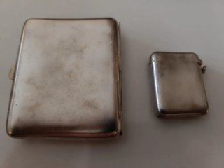 Pitillera de plata 800 con cerillero.+ Regalo