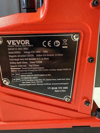 Taladro Magnético VEVOR D8860 1550W
