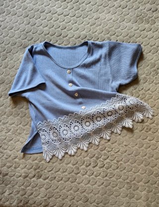 Top azul com renda S/M