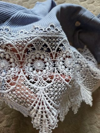 Top azul com renda S/M