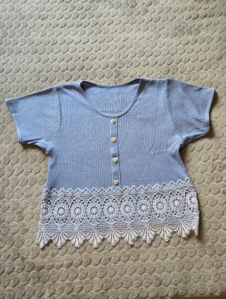 Top azul com renda S/M
