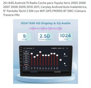 Pantalla táctil coche Toyota Yaris 2005-2011