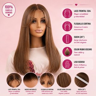 Peluca CLOE Cabello Humano 13x4 Rubio Oscuro