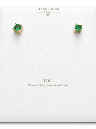Pendientes Oro Amarillo con Esmeralda Natural