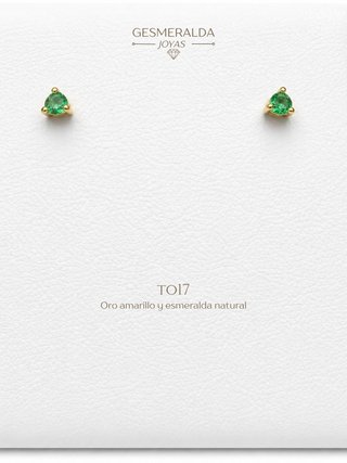 Pendientes Oro Amarillo con Esmeralda Natural