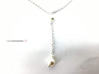 collar plata 925mm con piedra con perla 23cm