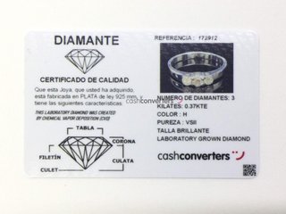 anillo plata 925mm con piedra con diamante de laboratorio