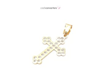 crucifijo oro 18k con piedra con circonita