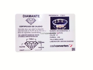anillo plata 925mm con piedra con diamante de laboratorio t. 16 (17,84 mm)