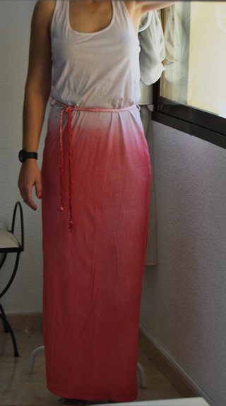 Vestido largo Lefties degradado rosa blanco T.M