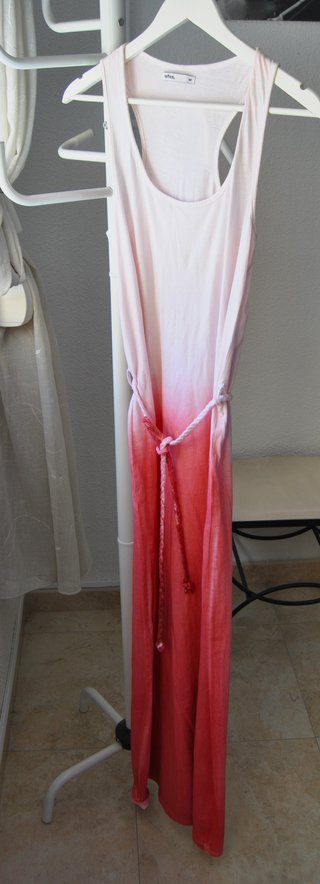 Vestido largo Lefties degradado rosa blanco T.M