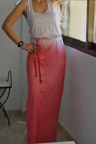 Vestido largo Lefties degradado rosa blanco T.M