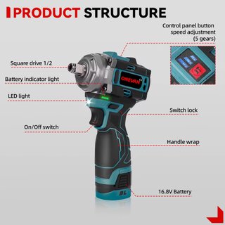 Llave de impacto ONEVAN 500Nm con 1 bateria