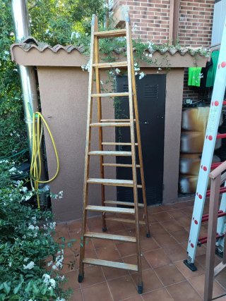 Escalera de fibra y escalera de madera
