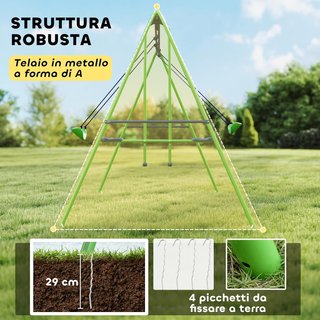 Set di altalene da giardino per 4 bambini, 1 altalena doppia e 2 altalene singole, capacità di peso 45Kg (altalena) 180Kg (totale), 280X140X178Cm