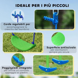 Set di altalene da giardino per 4 bambini, 1 altalena doppia e 2 altalene singole, capacità di peso 45Kg (altalena) 180Kg (totale), 280X140X178Cm